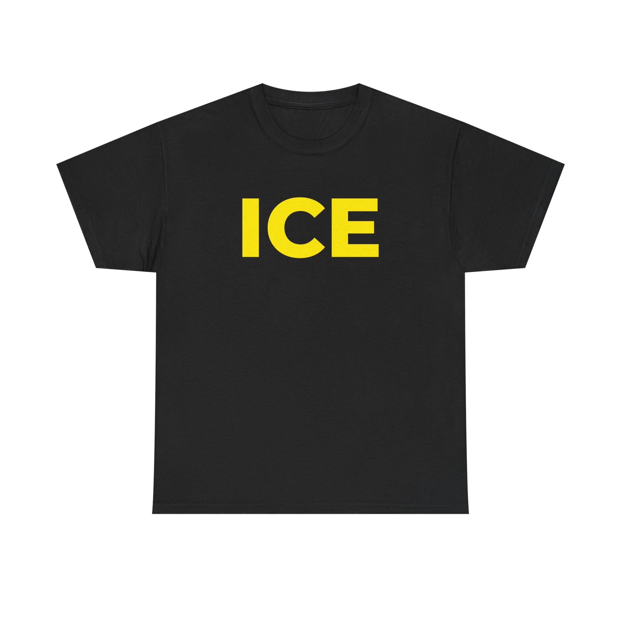 ICE Graphic Tee — Bold Yellow Lettering on Black Cotton